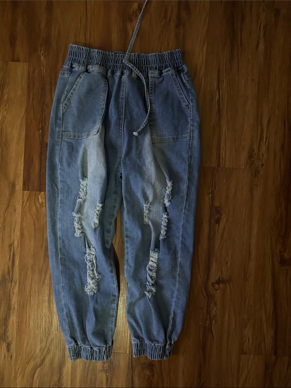 Relaxed Distressed Jogger Jeans - Blue junior medium